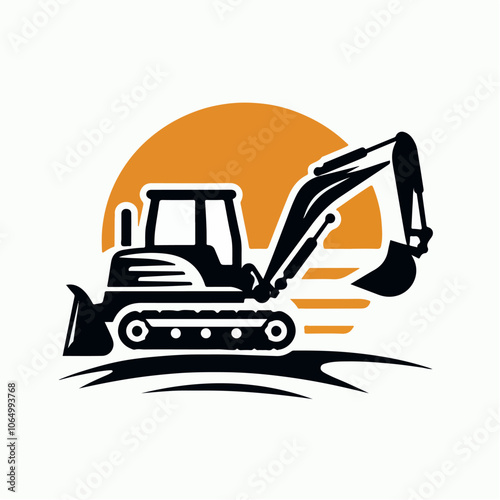 backhoe logo illustration construction logo