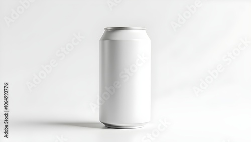 Blank White Aluminum Can Mockup - Clean Product Photography on White Background, Minimalist Beverage Packaging Template Design