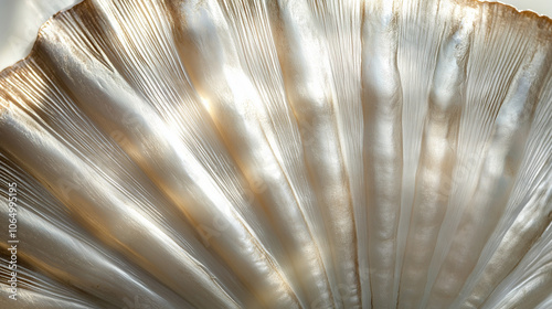 Close-up of iridescent pearl shell texture with soft natural ripples. Minimal background for design