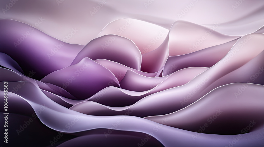 Obraz premium Intricate blend of purple waves and flowing liquid textures creates serene and calming atmosphere. soft gradients evoke sense of tranquility and elegance