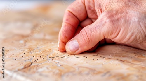 Exploring accessibility: hand reading braille on a tactile map for inclusivity and independence photo