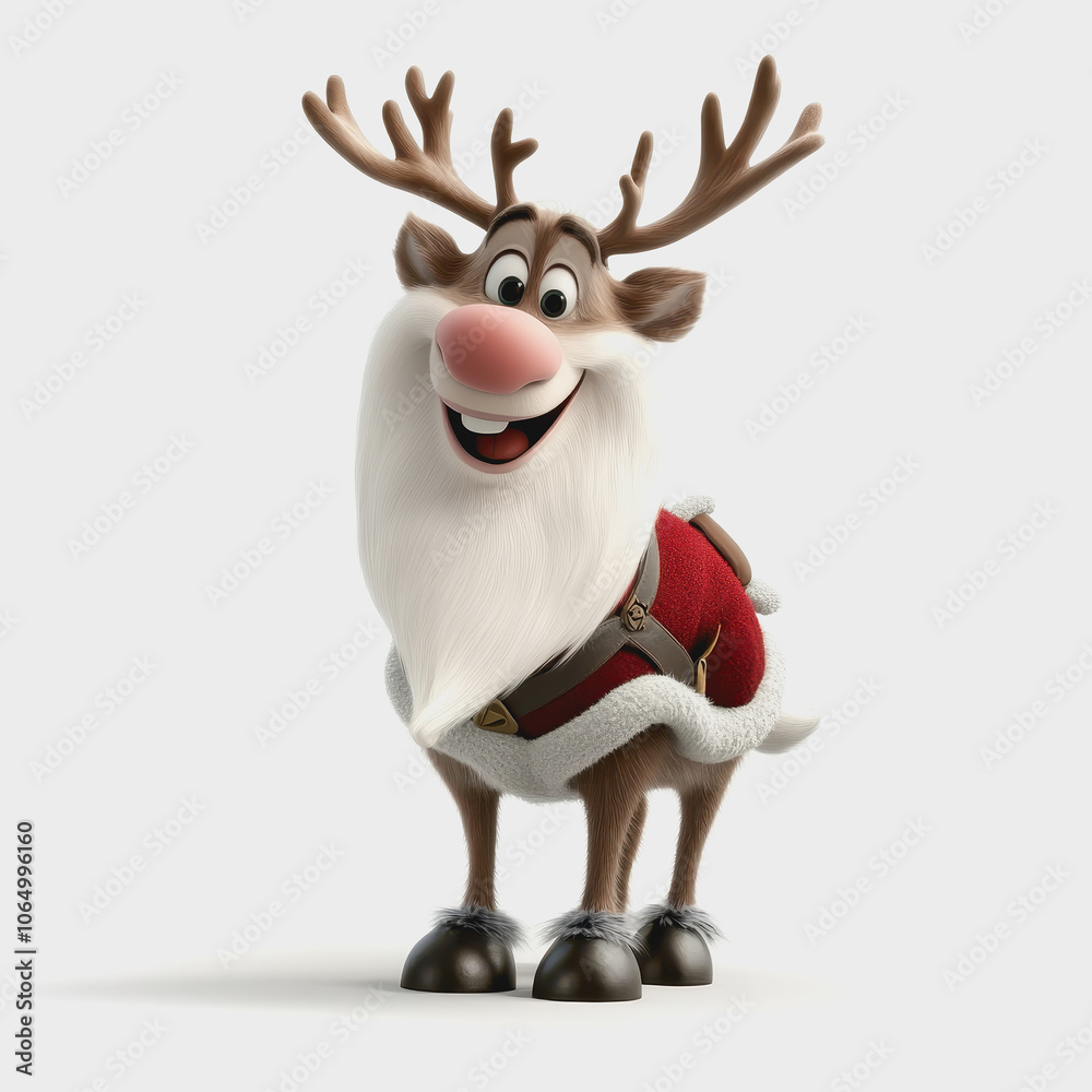 Cheerful Holiday Reindeer on White Background Cheerful Holiday Reindeer on White Background