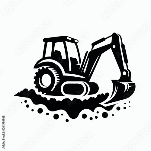 backhoe logo illustration construction logo