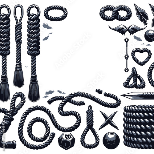 Battle ropes set vector illustration 