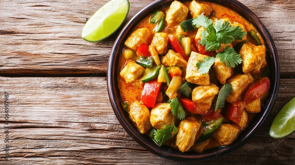 Vibrant Gourmet Curry Presentation in Bowl Vibrant Gourmet Curry Presentation in Bowl