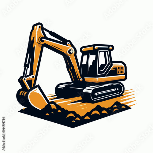 backhoe logo illustration construction logo