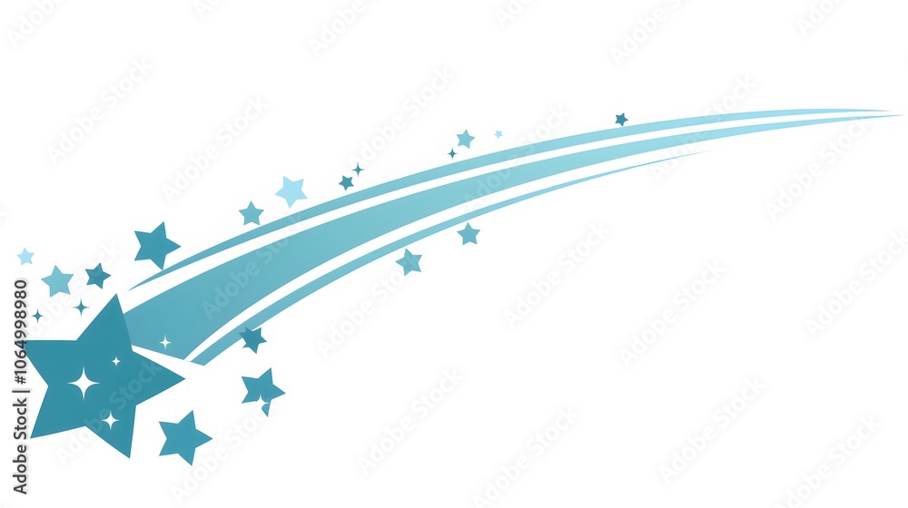 Fototapeta premium Blue Shooting Star with Trail and Stars. Image Illustration background for presentation and wallpaper 