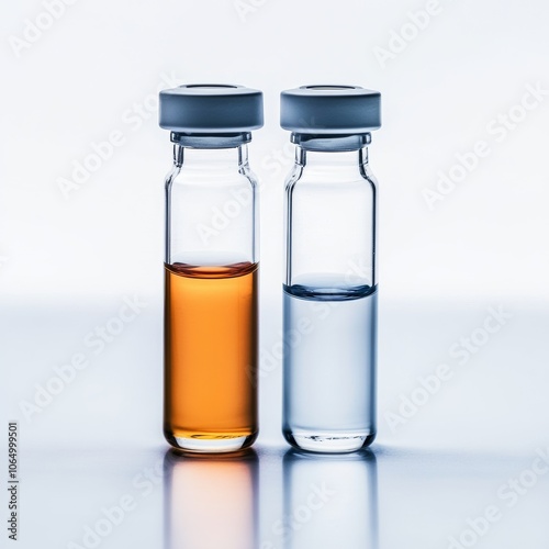 Glass Vials with Orange and Clear Liquid Contents