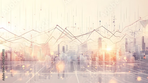 Wallpaper Mural Abstract Cityscape with Financial Charts. Image Illustration background for presentation and wallpaper	 Torontodigital.ca