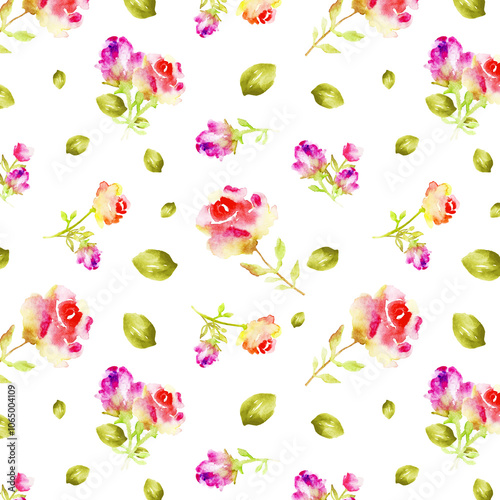 Wallpaper Mural Cute feminine watercolor pattern with little tiny wildflowers, hand drawn Torontodigital.ca