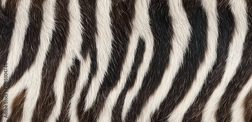  Seamless pattern of black and white realistic looking zebra print hair, with hair details