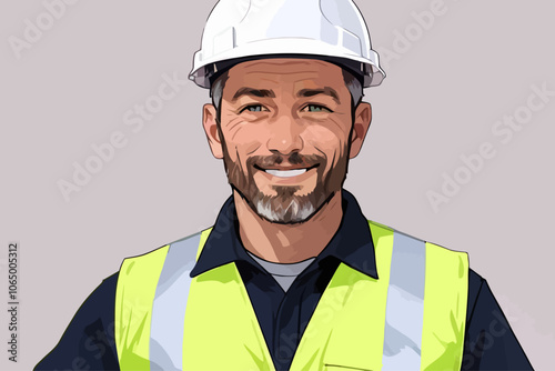 Portrait of a male contractor standing straight and facing the camera  AI generated image