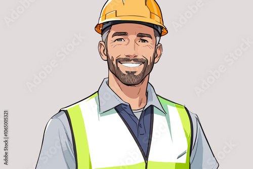 Portrait of a male contractor standing straight and facing the camera  AI generated image