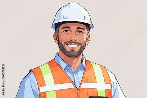 Portrait of a male contractor standing straight and facing the camera  AI generated image