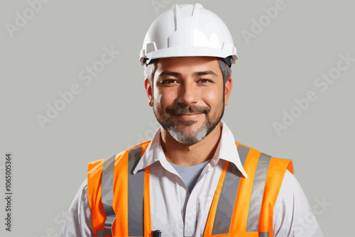 Portrait of a male contractor standing straight and facing the camera  AI generated image