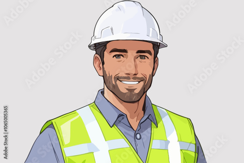 Portrait of a male contractor standing straight and facing the camera  AI generated image