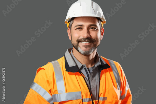 Portrait of a male contractor standing straight and facing the camera  AI generated image
