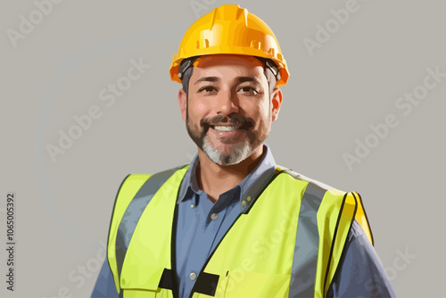 Portrait of a male contractor standing straight and facing the camera  AI generated image