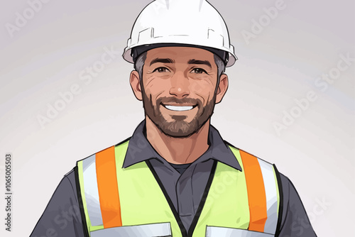 Portrait of a male contractor standing straight and facing the camera  AI generated image