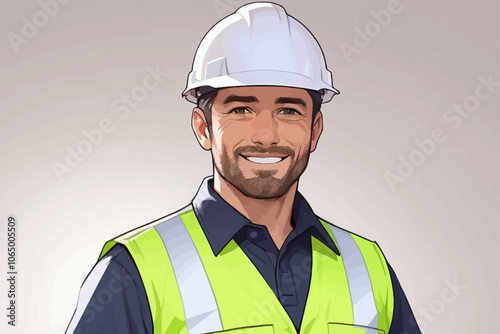 Portrait of a male contractor standing straight and facing the camera  AI generated image