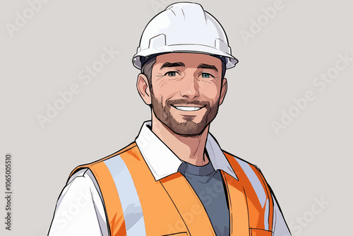 Portrait of a male contractor standing straight and facing the camera  AI generated image