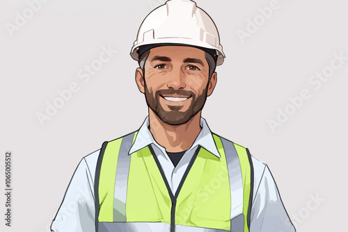 Portrait of a male contractor standing straight and facing the camera  AI generated image
