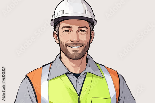 Portrait of a male contractor standing straight and facing the camera  AI generated image