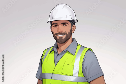 Portrait of a male contractor standing straight and facing the camera  AI generated image