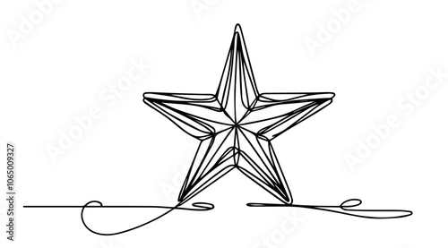 continuous line star with looping lines, perfect for holiday and decorative designs black vector