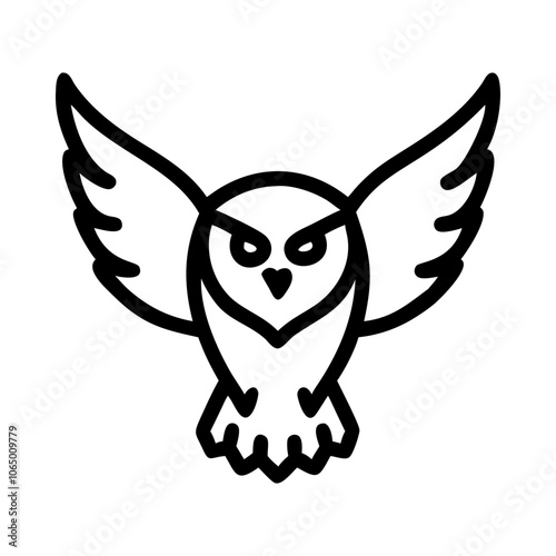 Icon of a flying owl from the front, representing wisdom and nocturnal wildlife.