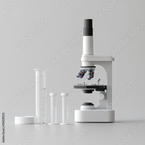 Laboratory Equipment with Microscope and Test Tubes