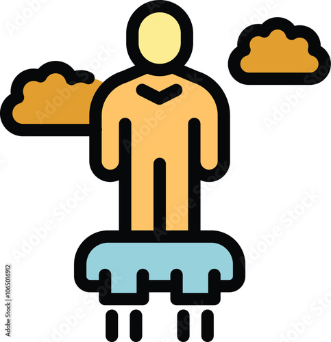 Man is enjoying the benefits of future technology by using a personal flying device