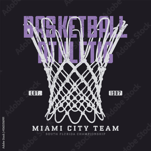 Basketball college league. Vintage artwork for sportswear. Sport logo. College font. Basketball club vector t-shirt design. New York basketball league graphic print design. Champion tournament.