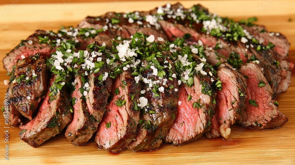 Sliced Grilled Steak with Herbs and Seasoning Sliced Grilled Steak with Herbs and Seasoning