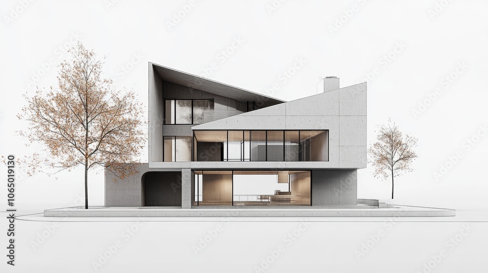 Progress of house design featuring architectural drawings alongside visualizations to illustrate the concept. Progress of house design featuring architectural drawings alongside visualizations to illustrate the concept.