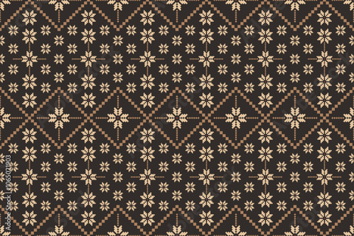 Geometric and cross stitch traditional ethnic pattern.floral pixel art embroidery. Elegance background abstract Aztec seamless pattern for fabric,cloth,dress,carpet,curtain,sarong,batik,wallpaper.