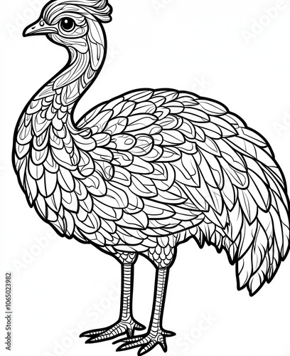 Coloring for kids, coloring birds ostrich. photo