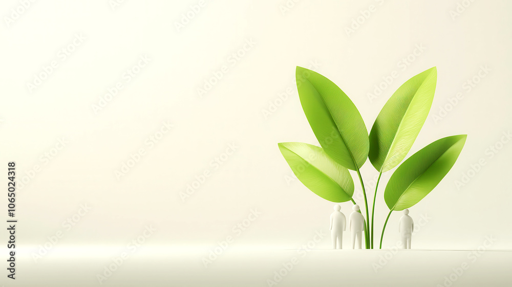 Obraz premium Business team working on carbon footprint reduction tech, green startup, 3D illustration,