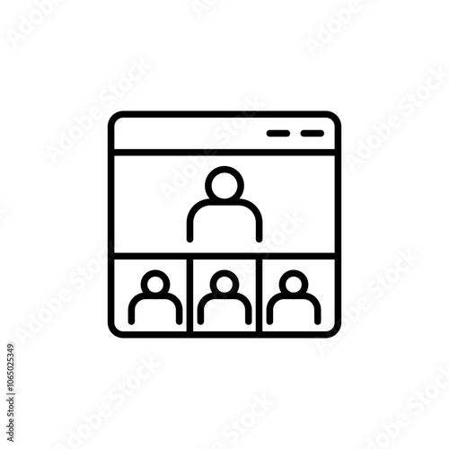 Online meeting outline icons, minimalist vector illustration ,simple transparent graphic element .Isolated on white background