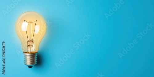 Light bulb glowing on a vibrant blue background.