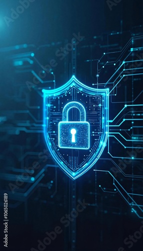 Glowing Digital Shield Symbolizing Cybersecurity