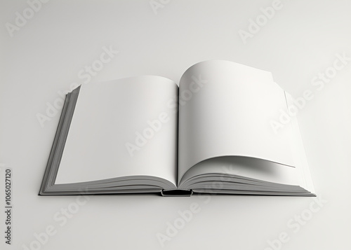 A open book or magazine lying flat on a surface with subtle shadows to create a realistic mockup scene photo