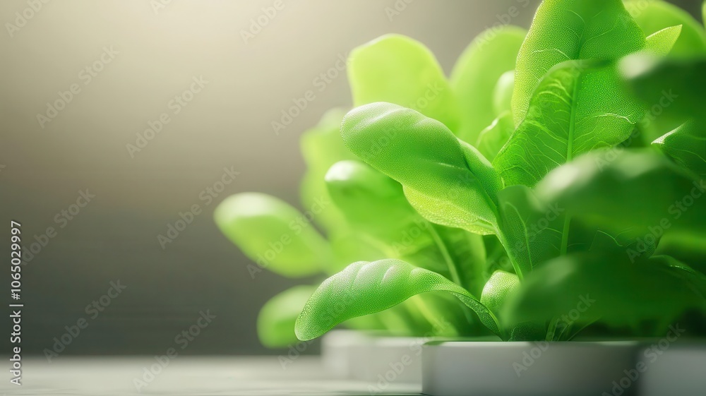 Fototapeta premium Vertical farming models in green startup office, sustainable business, 3D illustration,