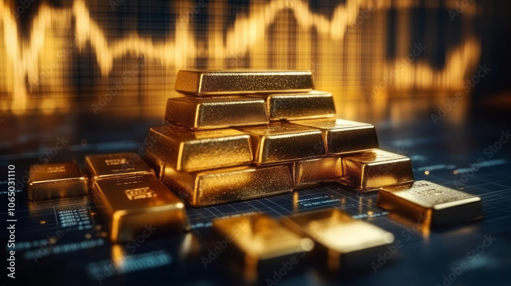 Gold price and financial stock market trend concept Gold price and financial stock market trend concept