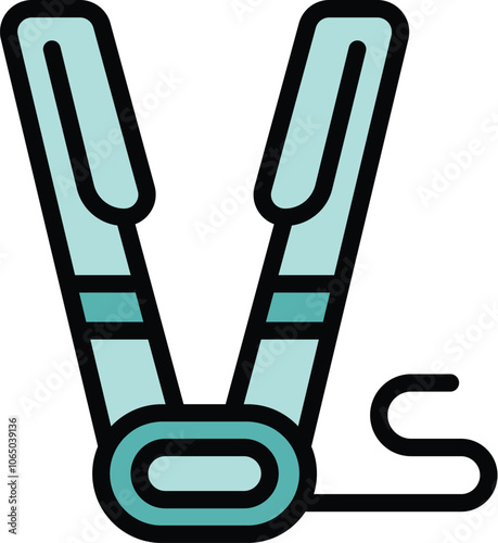 Hair straightener icon in modern filled outline style showing a hairdressing tool for straightening hair