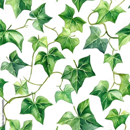 Watercolor Ivy Seamless Pattern