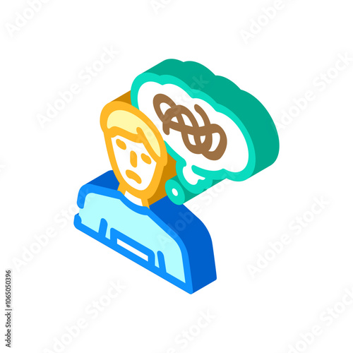 memory loss confusion disease symptom isometric icon vector. memory loss confusion disease symptom sign. isolated symbol illustration