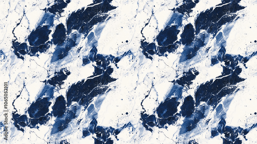 Fototapeta premium Modern marble background design featuring a seamless pattern of indigo marbling with splash paint effects perfect for stylish decor and artwork