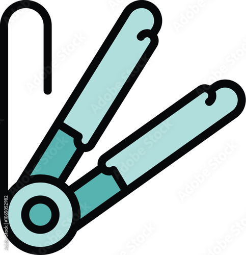 Hair straightener icon in a modern filled outline style, depicting a hairdressing tool for beauty purposes