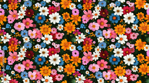 Blooming midsummer meadow pattern featuring a variety of colorful flowers ideal for fashion and wallpaper designs floral style nature pattern